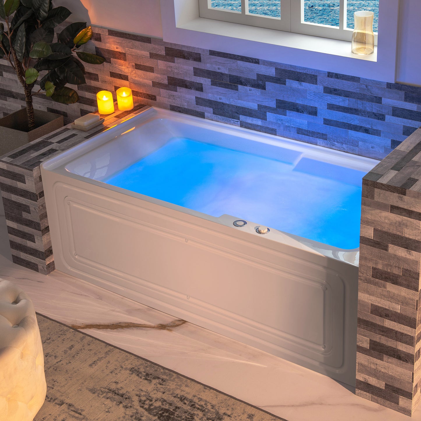 Nisha 60" Alcove Whirlpool Bathtub