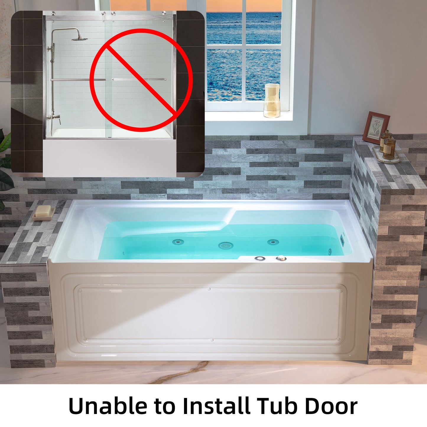 Nisha 60" Alcove Whirlpool Bathtub