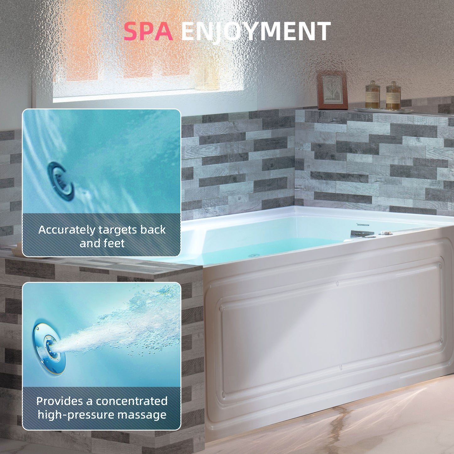 Nisha 60" Alcove Whirlpool Bathtub