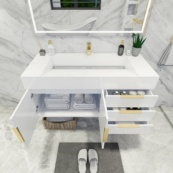 Bethany 48" Wall Mounted Bathroom Vanity with Reinforced Acrylic Integrated Sink Top