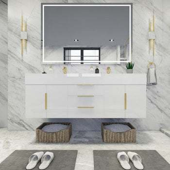 Bethany 72" Wall Mounted Bathroom Vanity with Reinforced Acrylic Integrated Sink Top