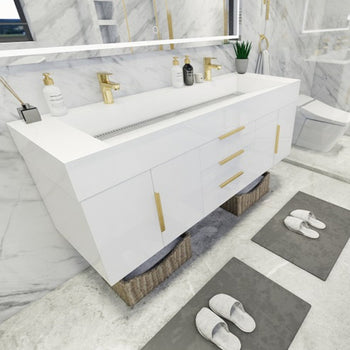 Bethany 72" Wall Mounted Bathroom Vanity with Reinforced Acrylic Integrated Sink Top