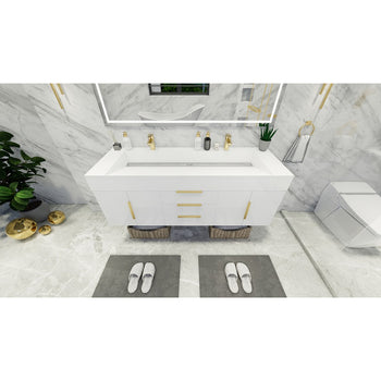 Bethany 72" Wall Mounted Bathroom Vanity with Reinforced Acrylic Integrated Sink Top