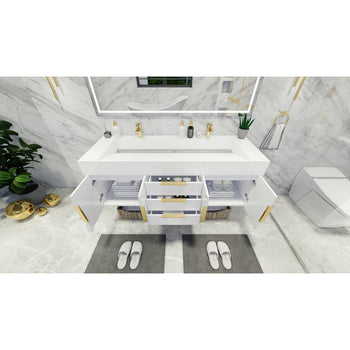 Bethany 72" Wall Mounted Bathroom Vanity with Reinforced Acrylic Integrated Sink Top