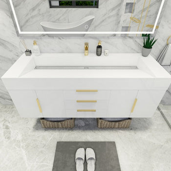 Bethany 60" Wall Mounted Bathroom Vanity with Reinforced Acrylic Integrated Sink Top