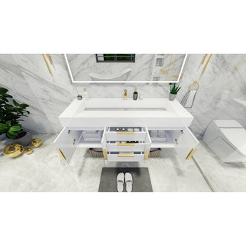 Bethany 60" Wall Mounted Bathroom Vanity with Reinforced Acrylic Integrated Sink Top