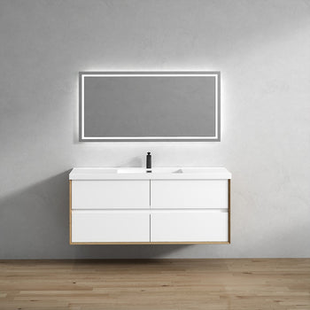 Kingdee 60" Wall Mounted Bathroom Vanity with Acrylic Integrated Sink Top