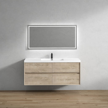 Kingdee 60" Wall Mounted Bathroom Vanity with Acrylic Integrated Sink Top