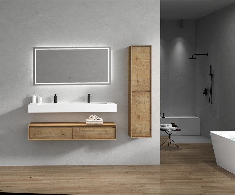 Alysa 60" Wall Mounted Bathroom Vanity with Reinforced Acrylic Integrated Sink Top