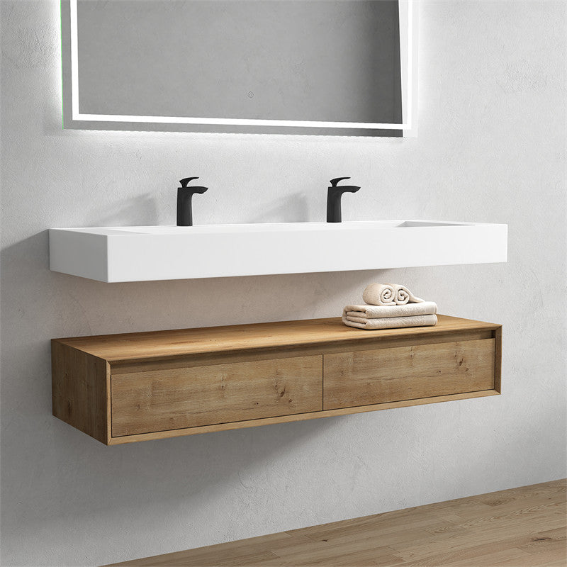 Alysa 60" Wall Mounted Bathroom Vanity with Reinforced Acrylic Integrated Sink Top