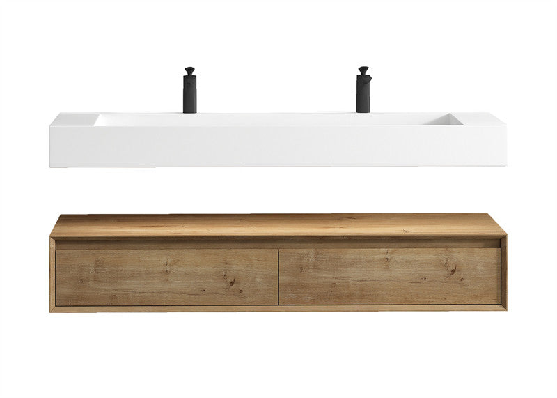 Alysa 60" Wall Mounted Bathroom Vanity with Reinforced Acrylic Integrated Sink Top