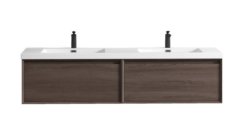 Bella 72" Wall Mounted Bathroom Vanity with Reinforced Acrylic Integrated Sink Top
