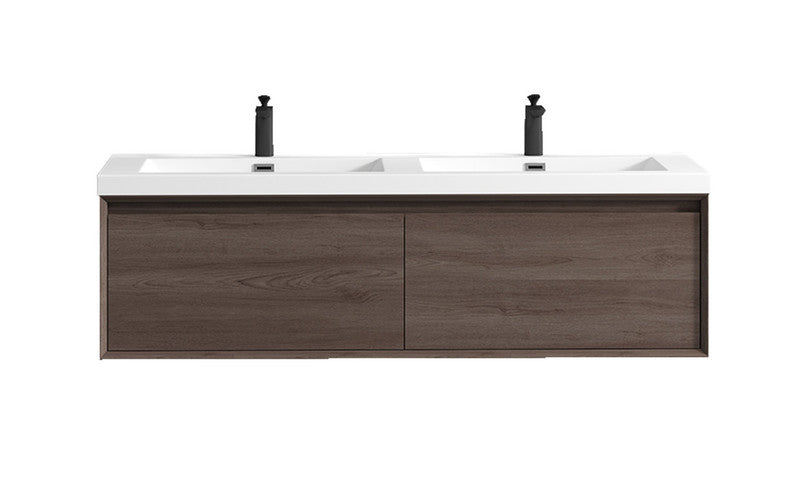 Bella 60" Wall Mounted Bathroom Vanity with Reinforced Acrylic Integrated Sink Top