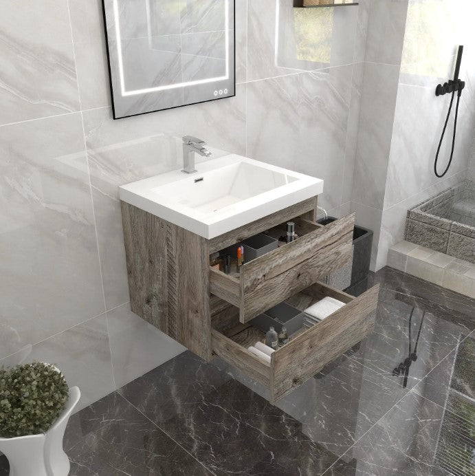 Bow 24" Wall Mounted Bathroom Vanity with Acrylic Integrated Sink Top