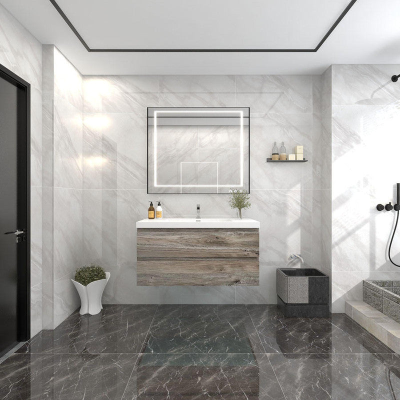Bow 42" Wall Mounted Bathroom Vanity with Reinforced Acrylic Integrated Sink Top