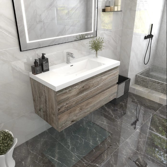 Bow 42" Wall Mounted Bathroom Vanity with Reinforced Acrylic Integrated Sink Top