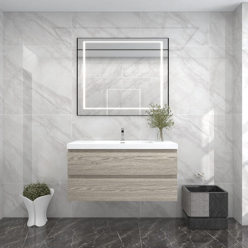 Bow 42" Wall Mounted Bathroom Vanity with Reinforced Acrylic Integrated Sink Top