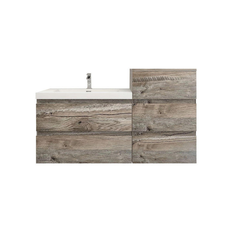 Bow 44" Wall Mounted Bathroom Vanity with Reinforced Acrylic Integrated Sink Top and Linen Cabinet