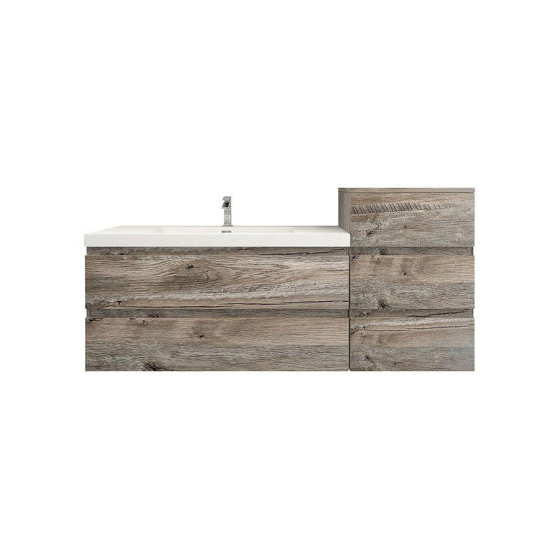 Bow 62" Wall Mounted Bathroom Vanity with Reinforced Acrylic Integrated Sink Top and Linen Cabinet