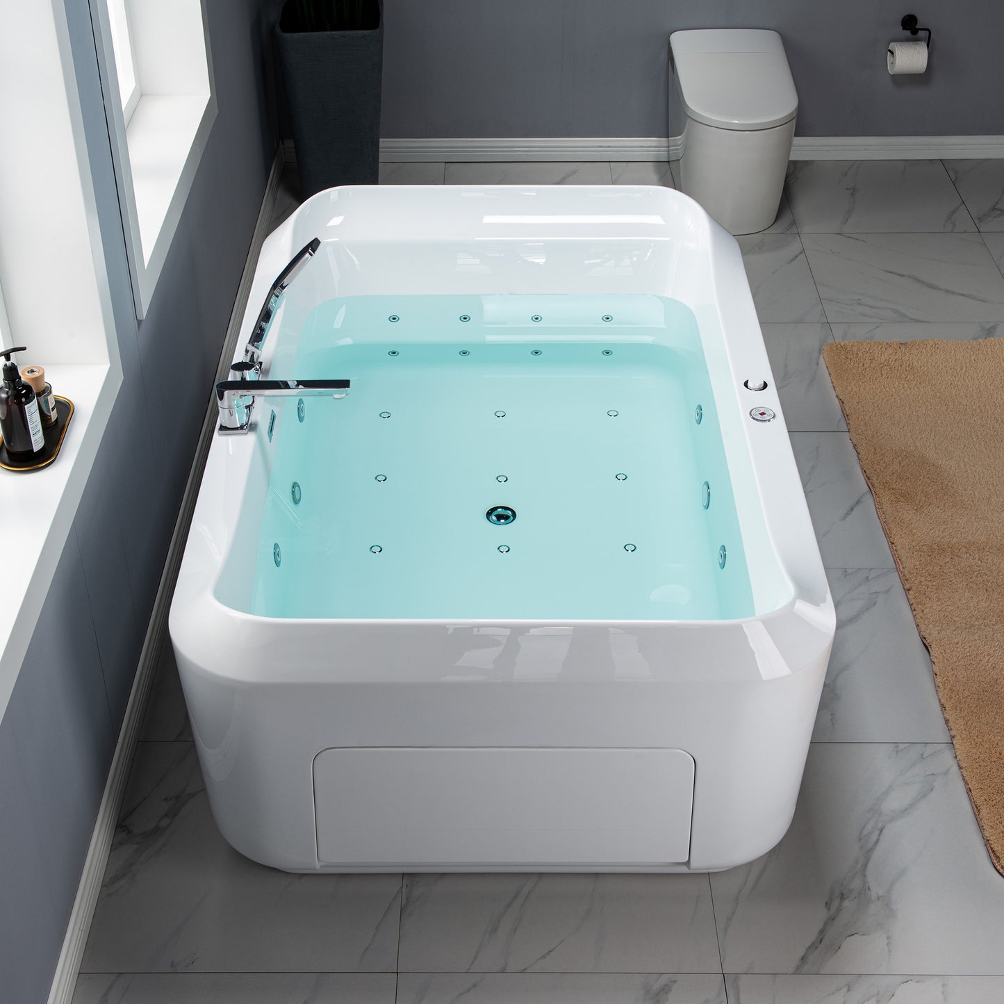 Ghumta 71" Freestanding Whirlpool Bathtub