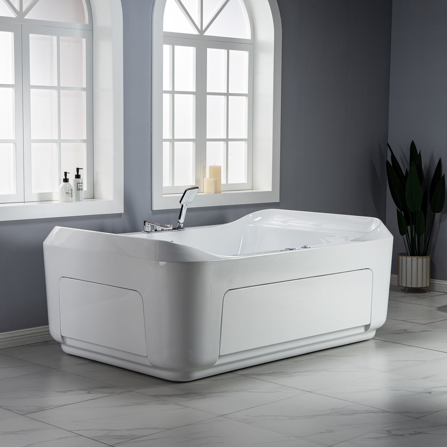 Ghumta 71" Freestanding Whirlpool Bathtub