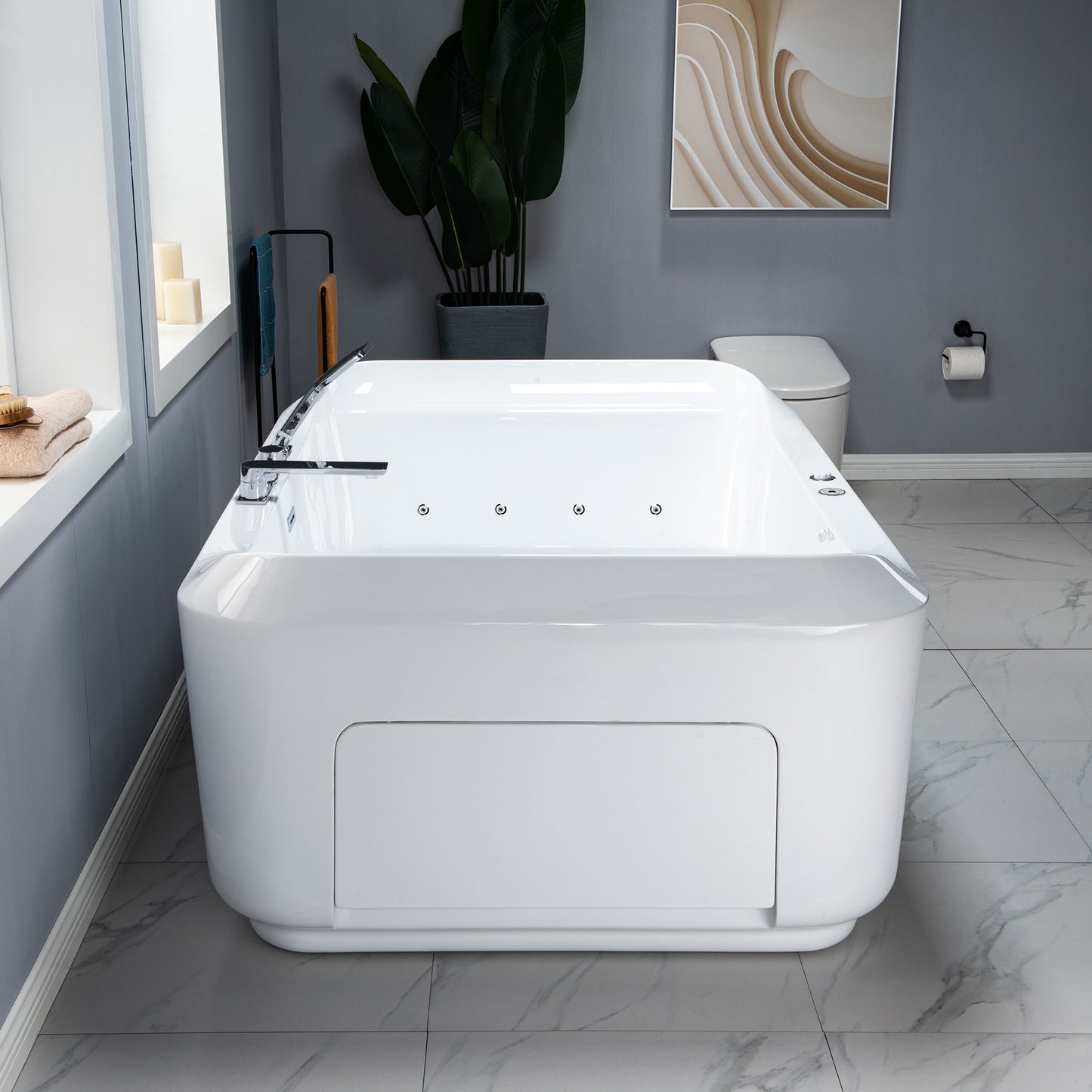Ghumta 71" Freestanding Whirlpool Bathtub