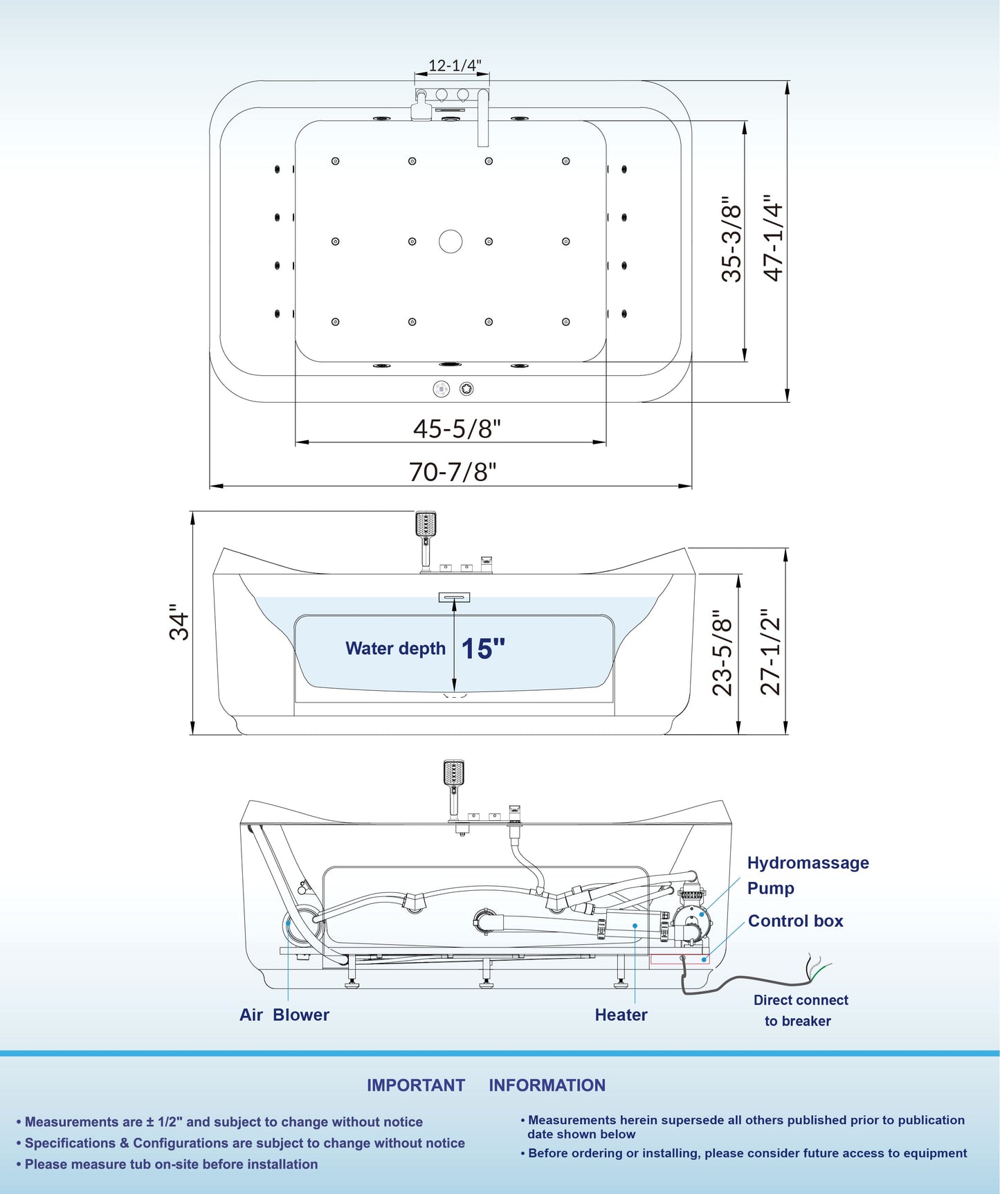 Ghumta 71" Freestanding Whirlpool Bathtub