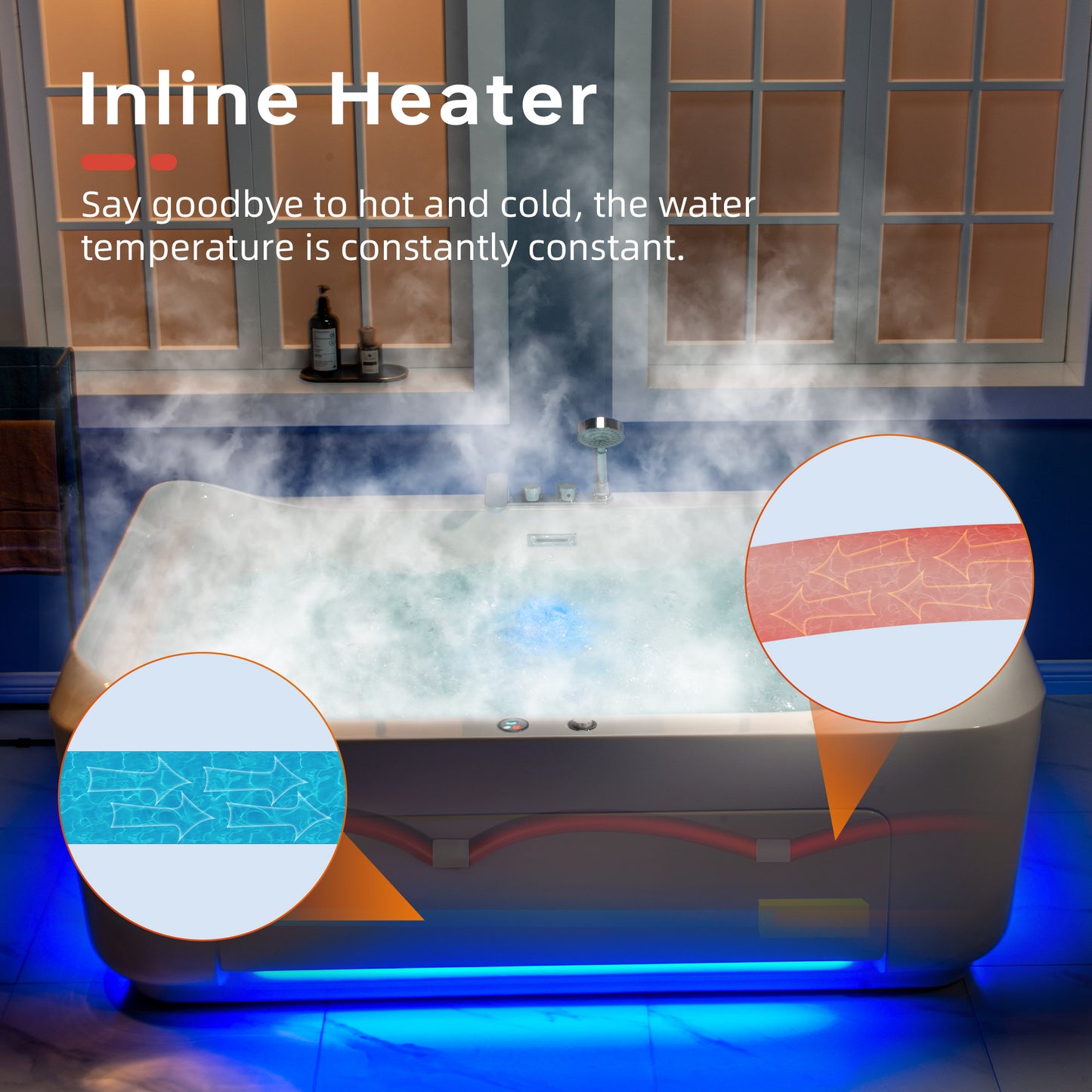 Ghumta 71" Freestanding Whirlpool Bathtub