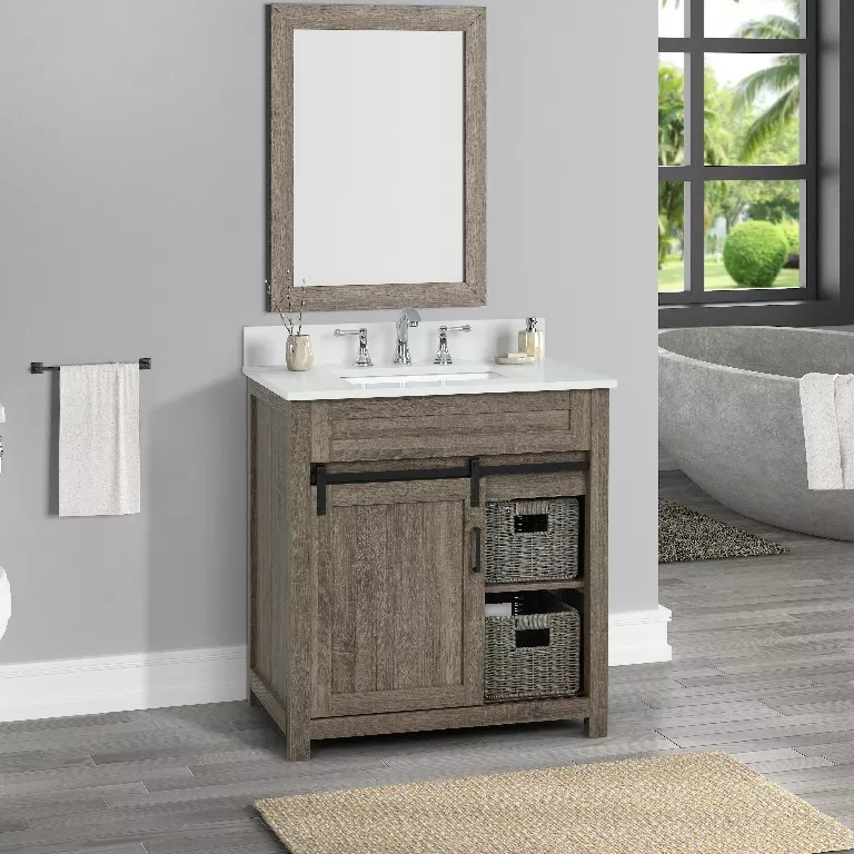 Chesterton 30" Freestanding Bathroom Vanity with White Quartz Top and Vitreous China Undermount Sink