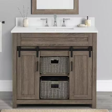 Chesterton 36" Freestanding Bathroom Vanity with White Quartz Top and Vitreous China Undermount Sink