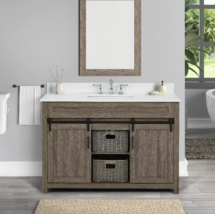 Chesterton 48" Freestanding Bathroom Vanity with White Quartz Top and Vitreous China Undermount Sink