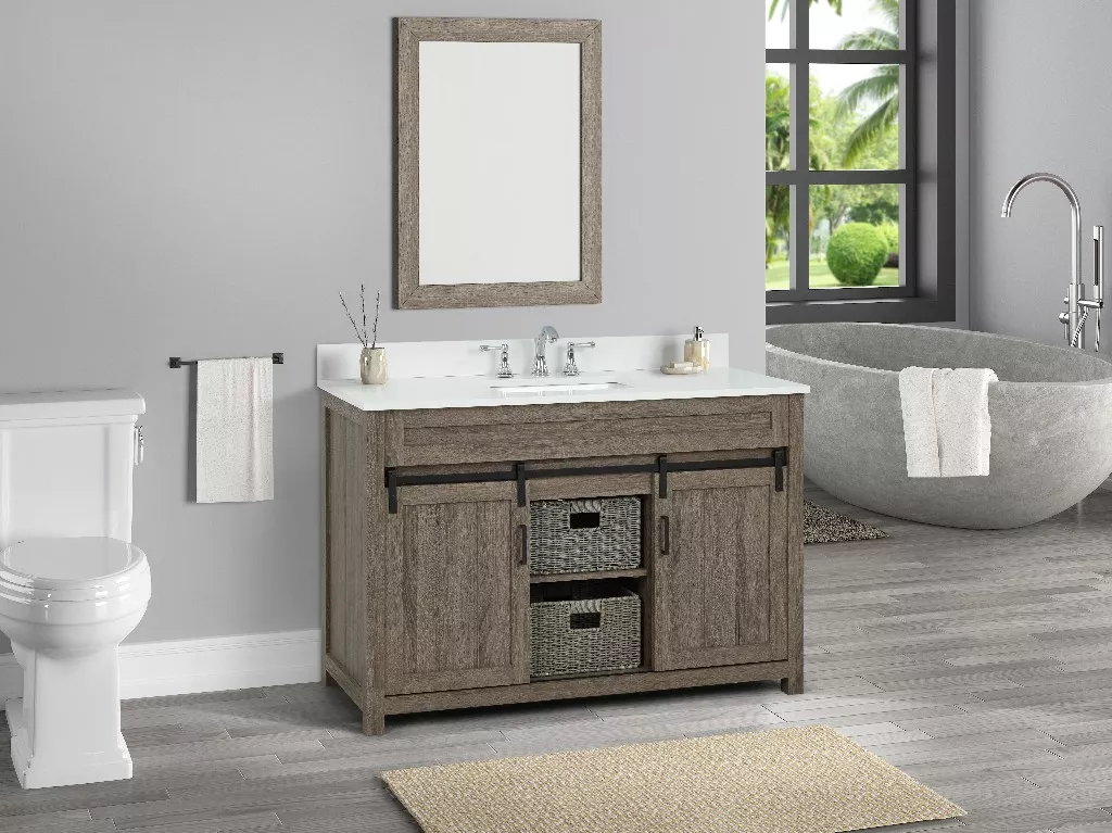 Chesterton 48" Freestanding Bathroom Vanity with White Quartz Top and Vitreous China Undermount Sink
