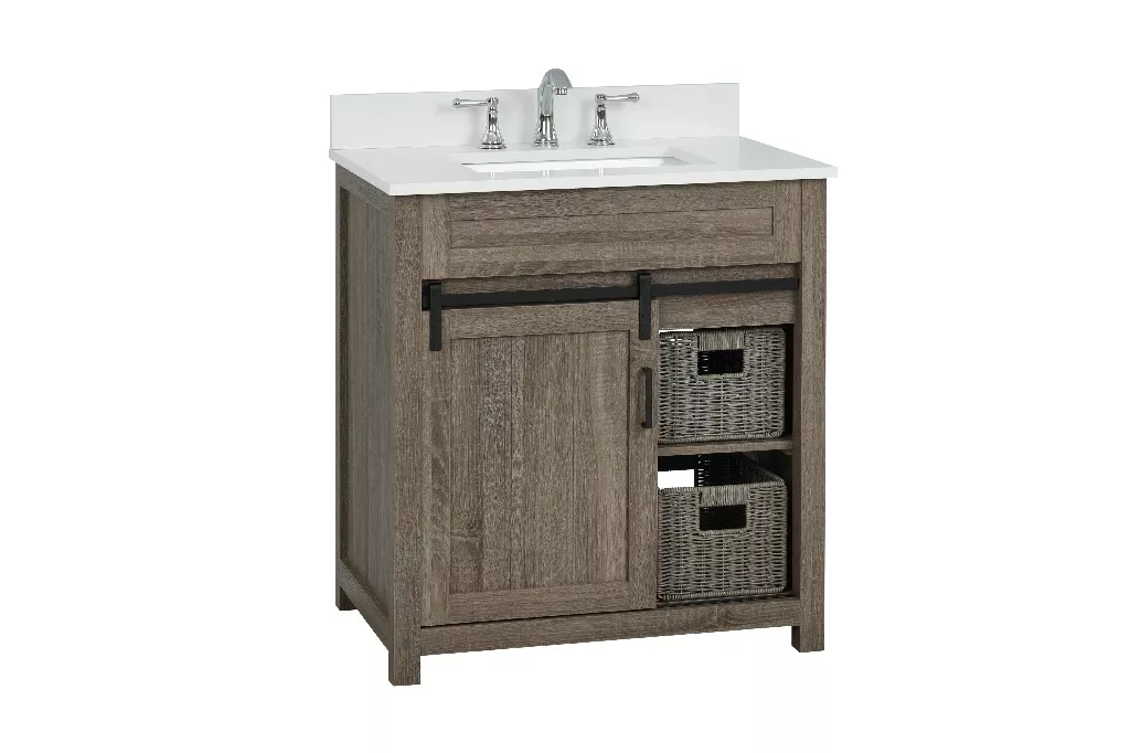 Chesterton 30" Freestanding Bathroom Vanity with White Quartz Top and Vitreous China Undermount Sink