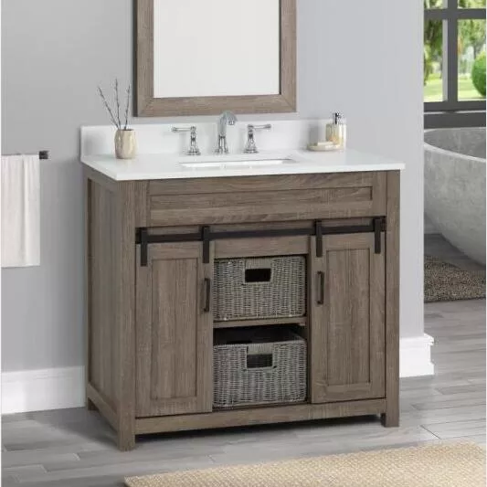Chesterton 36" Freestanding Bathroom Vanity with White Quartz Top and Vitreous China Undermount Sink