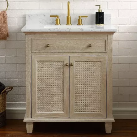 Arborweave 30" Freestanding Bathroom Vanity with Quartz Top and Vitreous China Undermount Sink