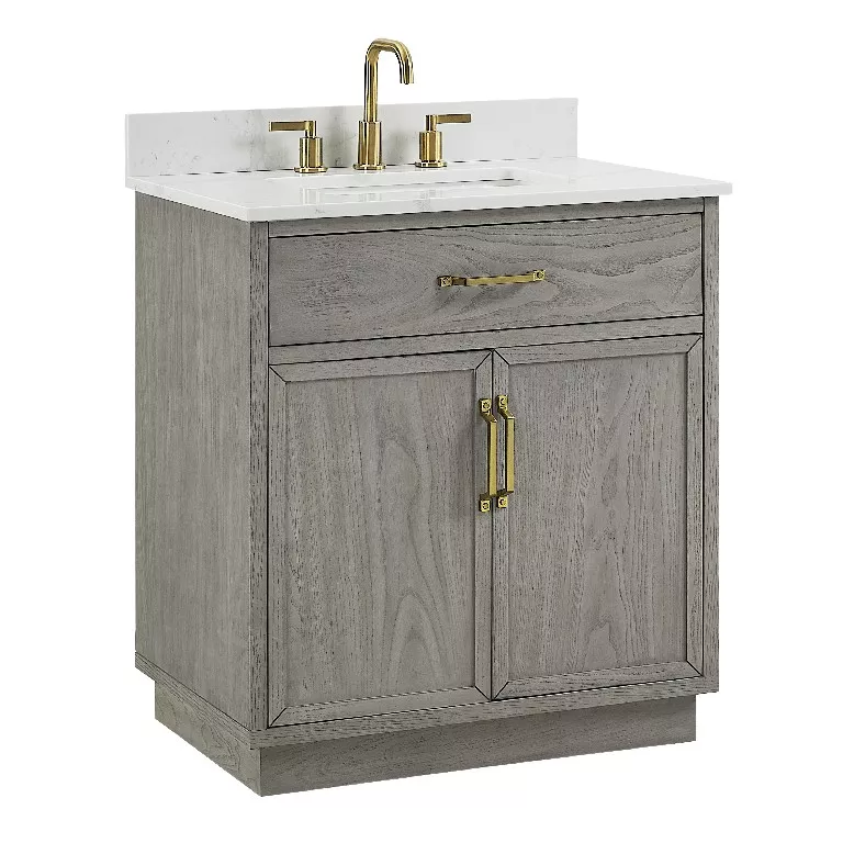 Weston 30" Freestanding Bathroom Vanity with Calacatta Quartz Top and Vitreous China Undermount Sink