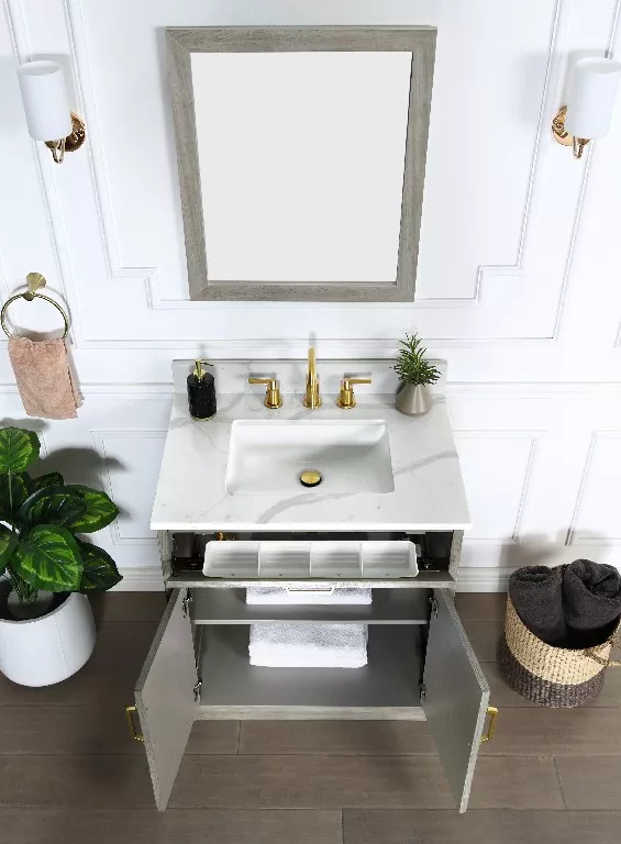 Weston 30" Freestanding Bathroom Vanity with Calacatta Quartz Top and Vitreous China Undermount Sink
