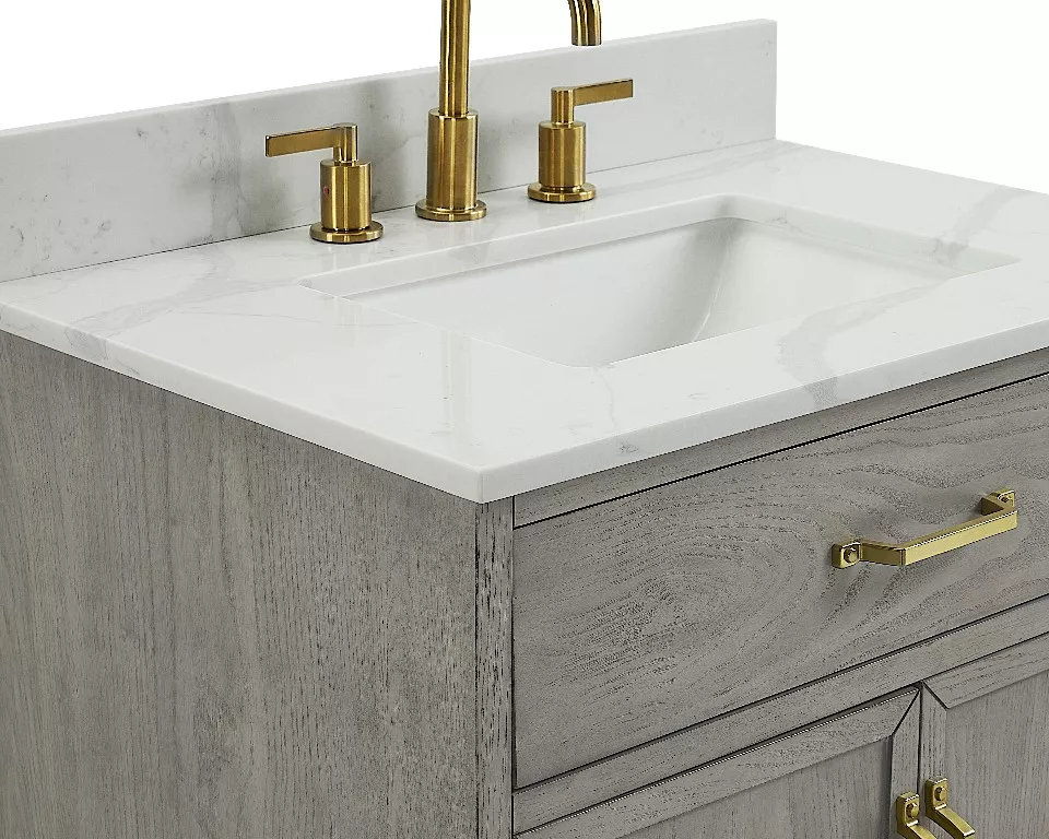 Weston 30" Freestanding Bathroom Vanity with Calacatta Quartz Top and Vitreous China Undermount Sink