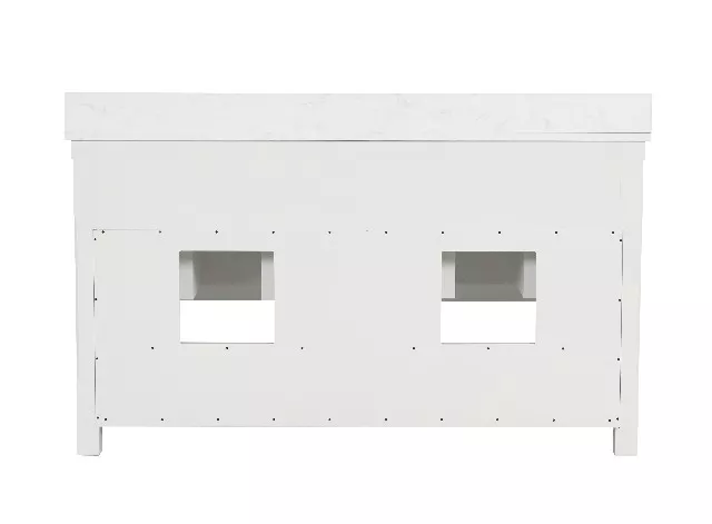 Remington 60" Freestanding Bathroom Vanity with Carrara Engineered Stone Top and Vitreous China Farmhouse Sinks