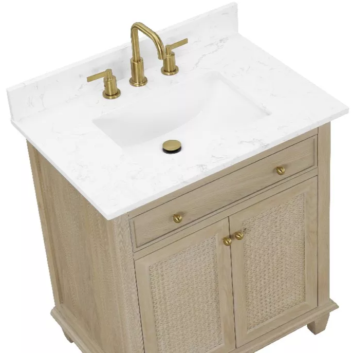 Arborweave 30" Freestanding Bathroom Vanity with Quartz Top and Vitreous China Undermount Sink