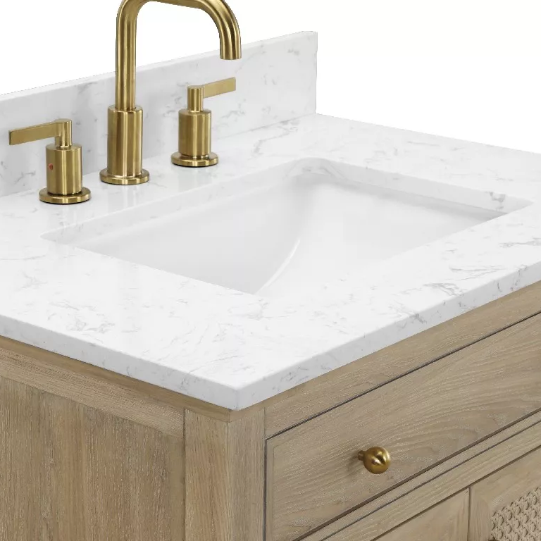 Arborweave 36" Freestanding Bathroom Vanity with Quartz Top and Vitreous China Undermount Sink