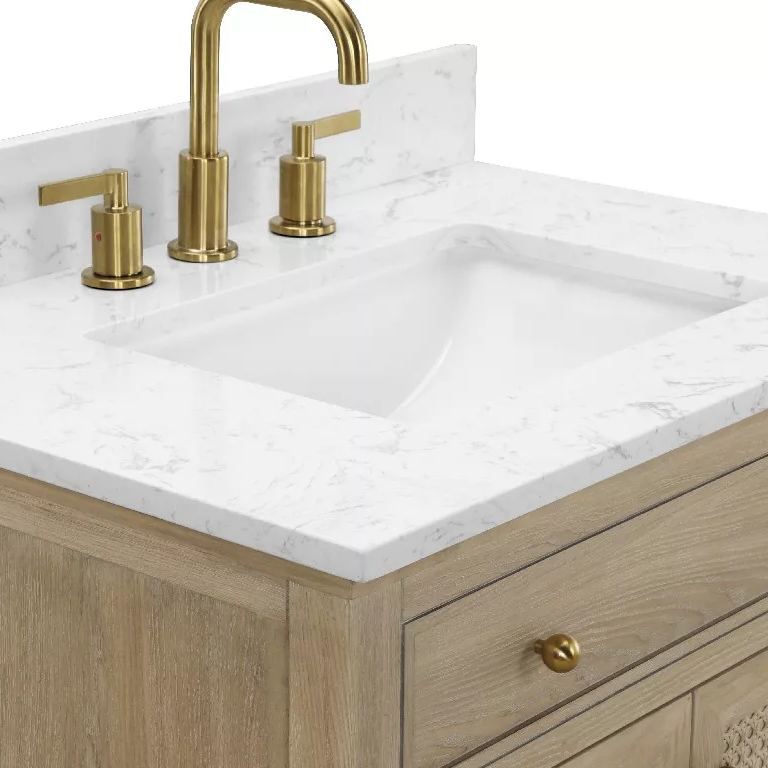 Arborweave 30" Freestanding Bathroom Vanity with Quartz Top and Vitreous China Undermount Sink