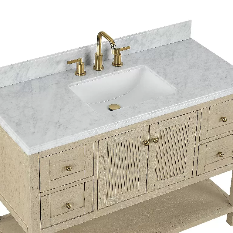 Hayek 48" Freestanding Bathroom Vanity with Natural Carrara Marble Top and Vitreous China Undermount Sink