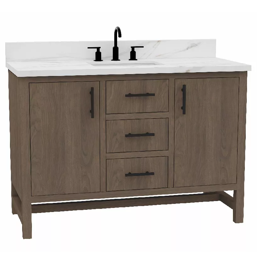Thales 48" Freestanding Bathroom Vanity with Calacatta Sintered Stone Top and Vitreous China Undermount Sink