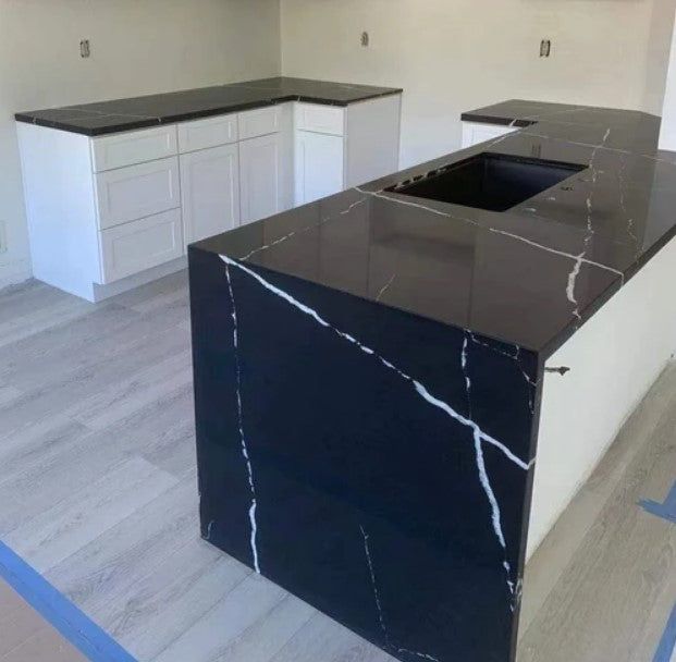 Black Marquina Quartz Slab