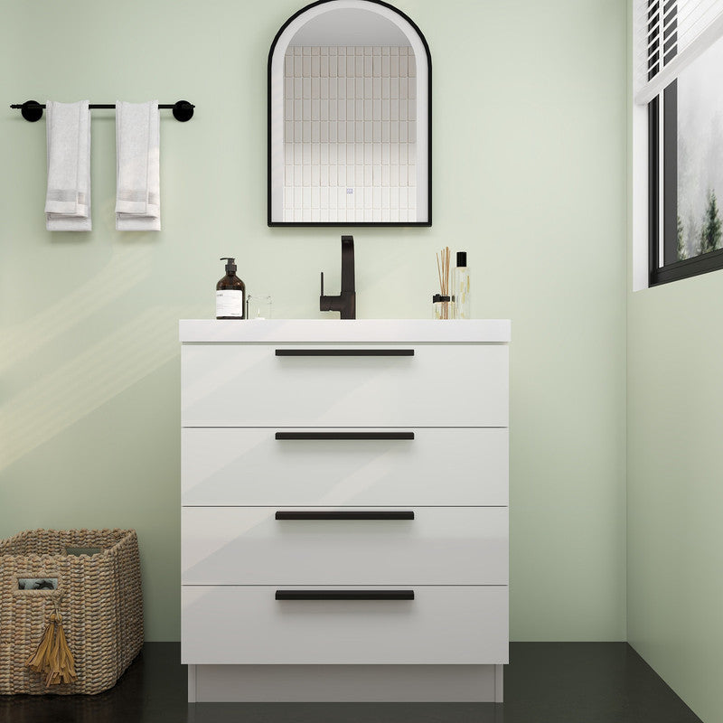 Carla 30" Freestanding Bathroom Vanity with Reinforced Acrylic Integrated Sink Top