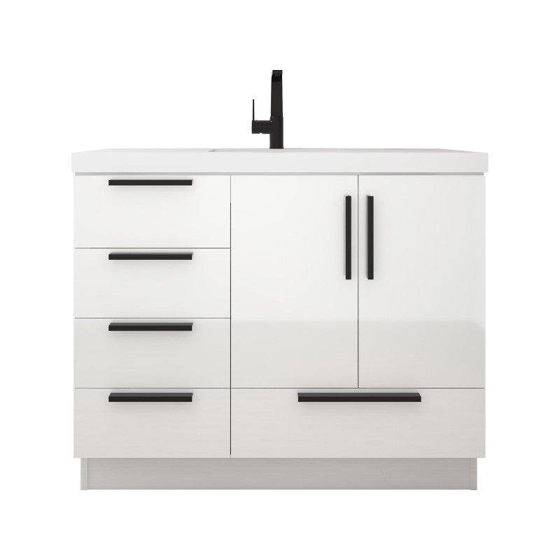 Carla 42" Freestanding Bathroom Vanity with Reinforced Acrylic Integrated Sink Top