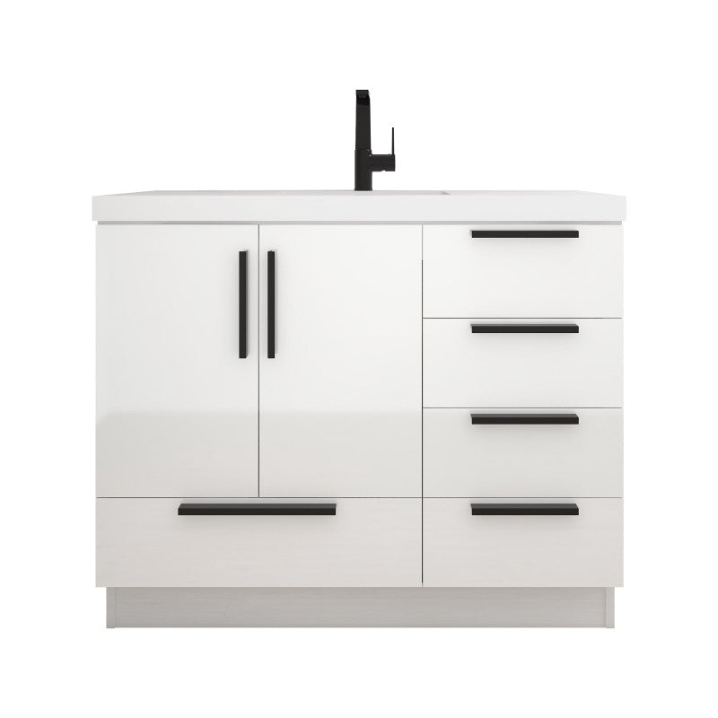 Carla 42" Freestanding Bathroom Vanity with Reinforced Acrylic Integrated Sink Top