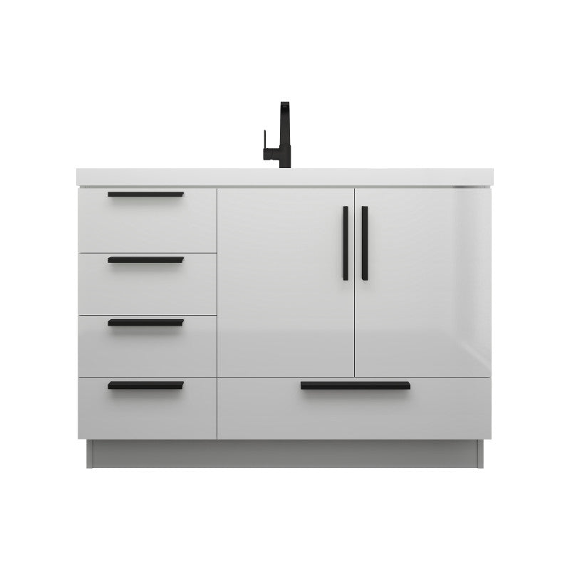 Carla 48" Freestanding Bathroom Vanity with Reinforced Acrylic Integrated Sink Top
