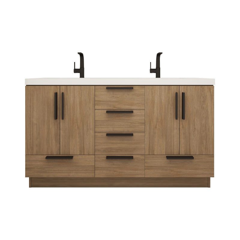 Carla 60" Freestanding Bathroom Vanity with Reinforced Acrylic Integrated Sink Top
